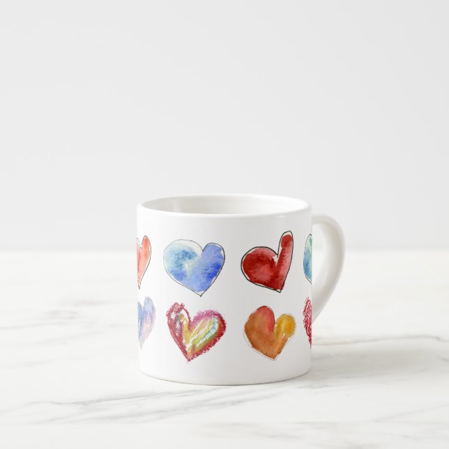 Xícara De Espresso 12 Artsy-3 Amor Corações Espresso Mug (Frente Esquerda)
