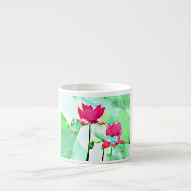 Xícara De Espresso 2 flores vermelhas (Frente)