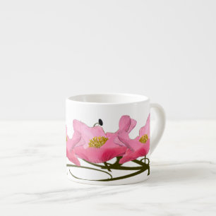 Xícara De Espresso 3 papoilas cor-de-rosa de florescência coloridas