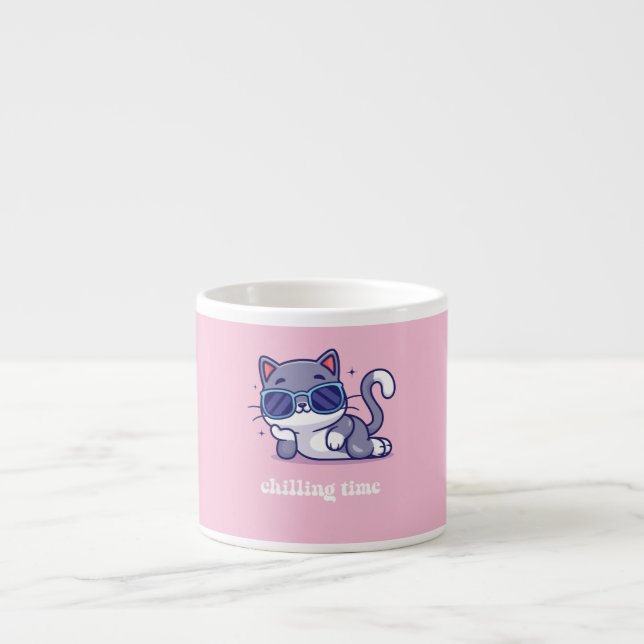 Xícara De Espresso A  coffee mug Chiiling time (pink) (Frente)