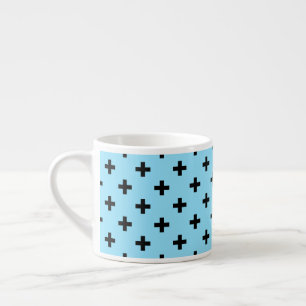 Xícara De Espresso A polca preta cruza o azul-bebê