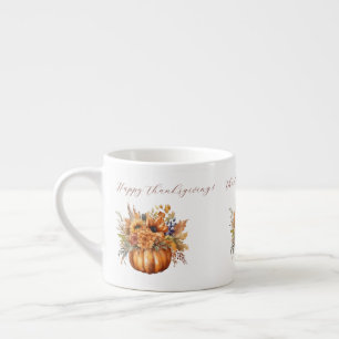 Xícara De Espresso Abóbora e Flores - Ação de Graças