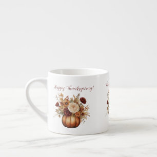 Xícara De Espresso Abóbora e Flores de Aquarela-