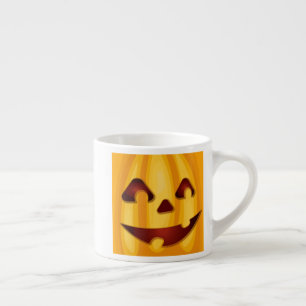 Xícara De Espresso Abóbora esculpida sorrindo design de Halloween