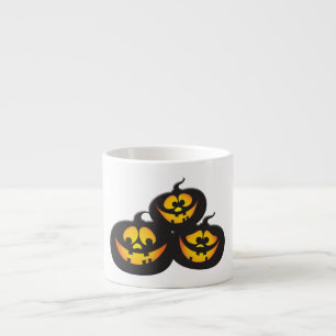 Xícara De Espresso Abóboras de Halloween com Expressões Engraçadas