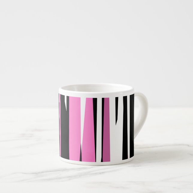 Xícara De Espresso Abstrato branco e preto-e-rosa (Frente Esquerda)