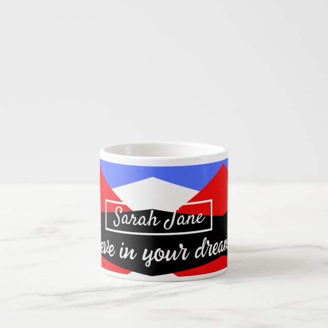 Xícara De Espresso Abstrato Moderno Colorido | citação inspiradora (Frente)