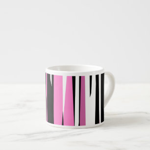 Xícara De Espresso Abstrato preto e branco rosa    