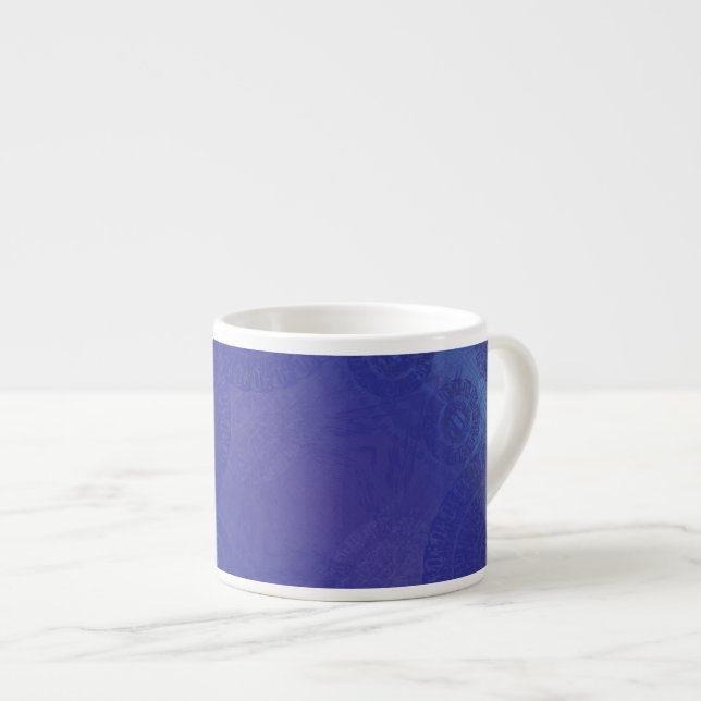 Xícara De Espresso Aceitação | Medalhões Blue Indigo Violet Boho (Frente Esquerda)