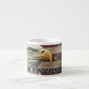 Xícara De Espresso Águia Majestosa & Bandeira – Espírito de Liberdade