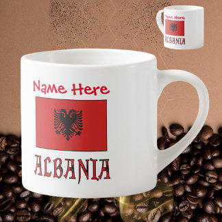 Xícara De Espresso Albânia e Personalização Vermelha da Bandeira Alba