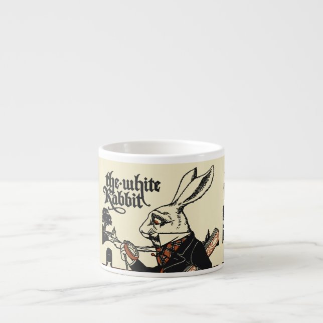 Xícara De Espresso Alice Coelho Branco Clássico Wonderland  (Frente)