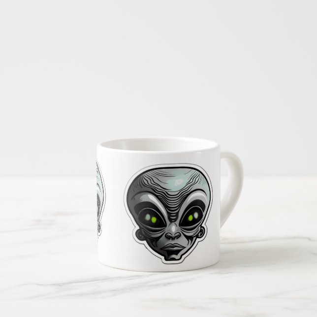 Xícara De Espresso Alienígena Sticker Art Espresso Mug (Frente Esquerda)