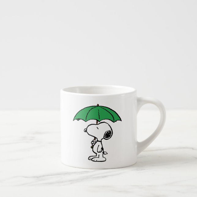 Xícara De Espresso Amendoins | Snoopy Green Umbrella (Direita)