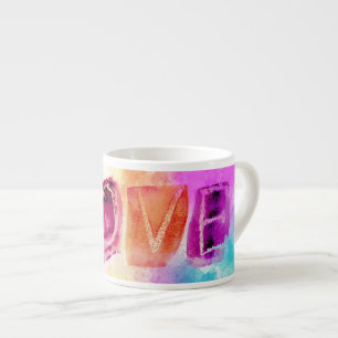Xícara De Espresso Amor Abstrato Colorido Moderno em Aquarela