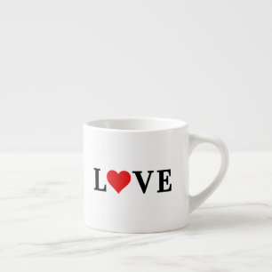 Xícara De Espresso AMOR, coração, minimalista, baseado em texto, ti