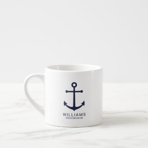 Xícara De Espresso Âncora Azul Marinho Náutico C Personalizado para N