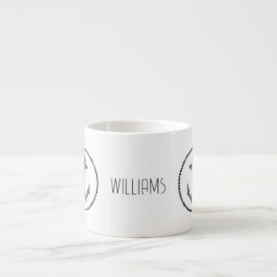 Xícara De Espresso Âncora Preta e Branca Personalizada