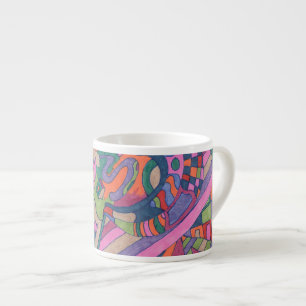 Xícara De Espresso Ande pelo Groovy Rainbow, abstrato