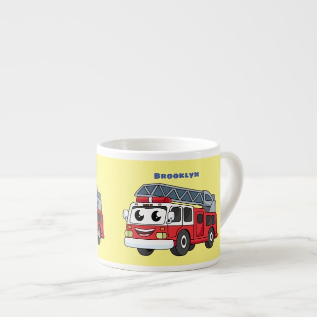 Xícara De Espresso Animação de bombeiros felizes (Frente Esquerda)
