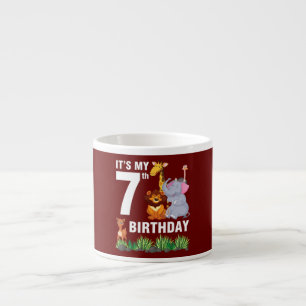 Xícara De Espresso Animais Dançam Juntos Feliz Eu 7 Anos É Meu