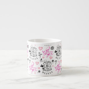 Xícara De Espresso Aniversário da Filha Caligrafia Nome Personalizado