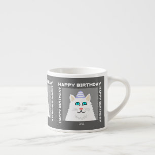 Xícara De Espresso Aniversário Fluffy White Cat Espresso Mug