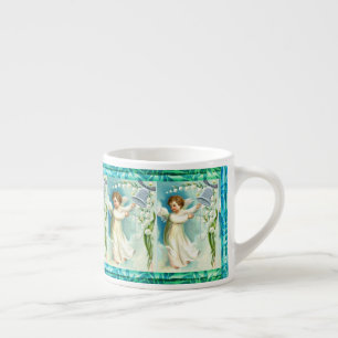 Xícara De Espresso Anjo Bebê Com Bela Azul