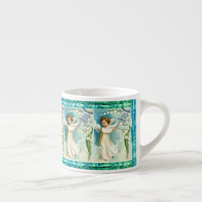 Xícara De Espresso Anjo Bebê Com Bela Azul (Direita)