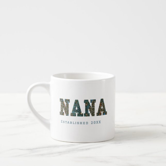 Xícara De Espresso Ano personalizado da Nana - Trendy floral Coffee M (Esquerda)