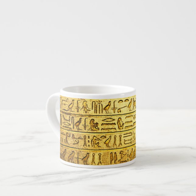 Xícara De Espresso Antigos Hieroglifos Amarelos Yellow Specialty Mug (Frente Esquerda)