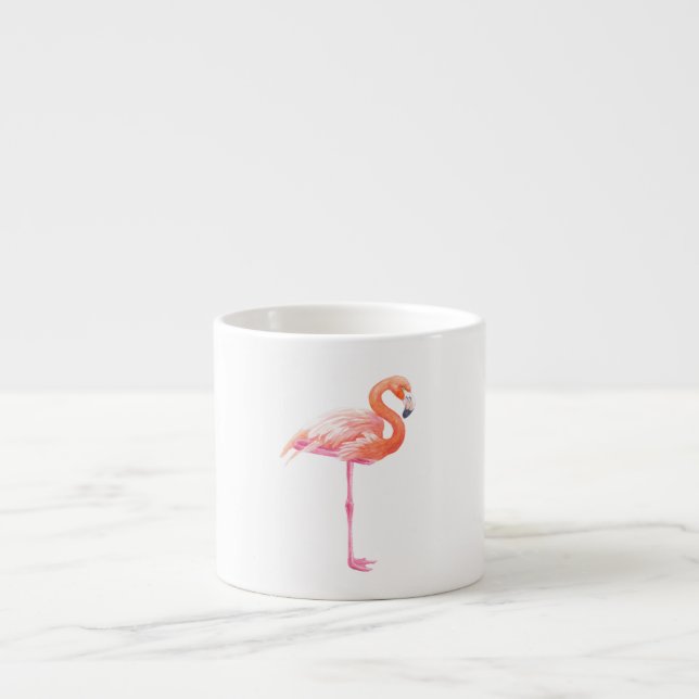 Xícara De Espresso Aquarela Flamingo (Frente)