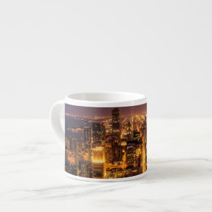 Xícara De Espresso Arquitectura da cidade da noite de Chicago