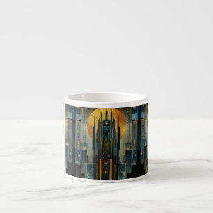 Xícara De Espresso Arquitetura Deco À Noite