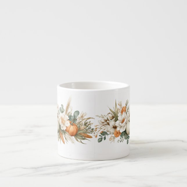 Xícara De Espresso Arranjo Floral Boho Outono (Frente)