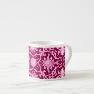 Xícara De Espresso Art Nouveau - Padrão Chinês - Vinho Borgonha