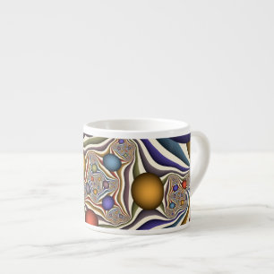 Xícara De Espresso Arte abstrata fractal moderna colorida voadora