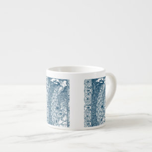 Xícara De Espresso Arte Antiga Arte Nova Pavão Azul