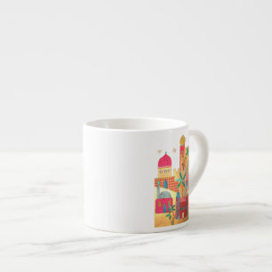 Xícara De Espresso Arte colorida da cidade de Jerusalem
