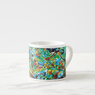 Xícara De Espresso Arte colorida de primavera verde-azul
