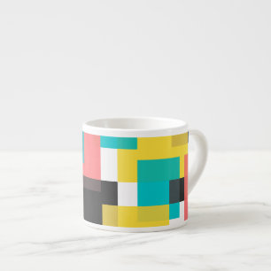 Xícara De Espresso Arte colorida, legal, moderna, geométrica urbana
