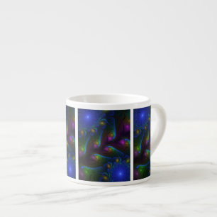 Xícara De Espresso Arte Fractal Colorida Luminosa Abstrato Moderna