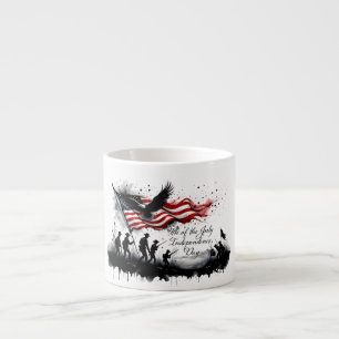 Xícara De Espresso Arte Patriótica de 4 de Julho com Bandeira e Solda