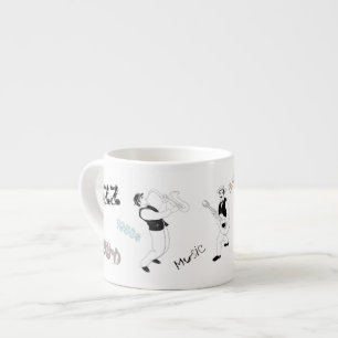 Xícara De Espresso ARTE retro do vintage dos azuis da música dos