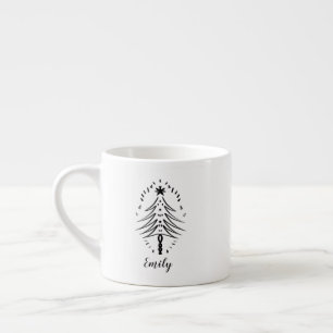 Xícara De Espresso Árvore de Natal Doodles Arte de Tinta Caprichosa V