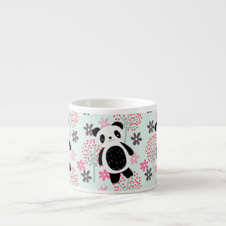 Xícara De Espresso Árvores, Flores e Ursos de Panda
