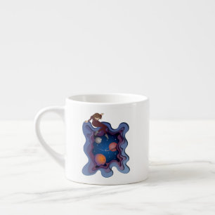 Xícara De Espresso Astronauta Girl Space Gazing