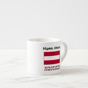 Xícara De Espresso Áustria e Bandeira Austríaca com o Seu Nome