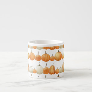Xícara De Espresso Autumn Pumpkin: Padrão de Ilustração de Aquarelas