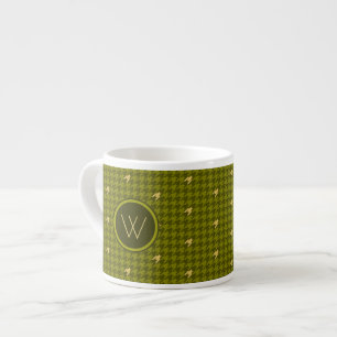 Xícara De Espresso Azeitona com Dourado Ênfase de Houndstooth Special